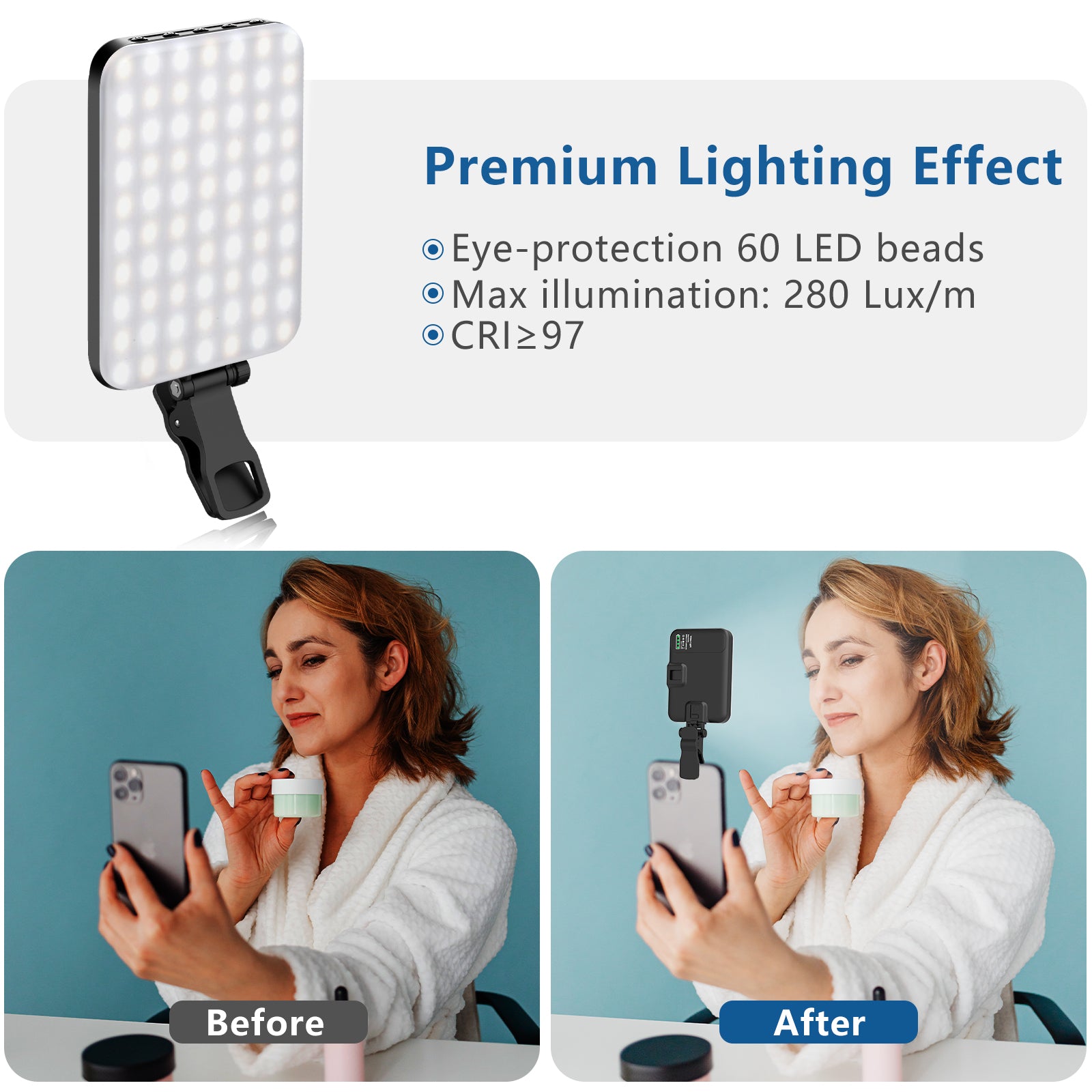 Rechargeable 60-LED Dimmable Fill Light for Mobile Phone / Camera / Computer Rechargeable 60-LED Dimmable Fill Light for Mobile Phone / Camera / Computer